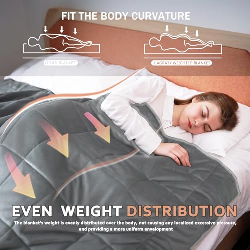 L'AGRATY Weighted Blanket - 48"x72" 20lbs Soft Breathable Heavy Blanket Minky Material with Glass Beads for Adult All-Season Summer Fall Winter Soft Thick Comfort