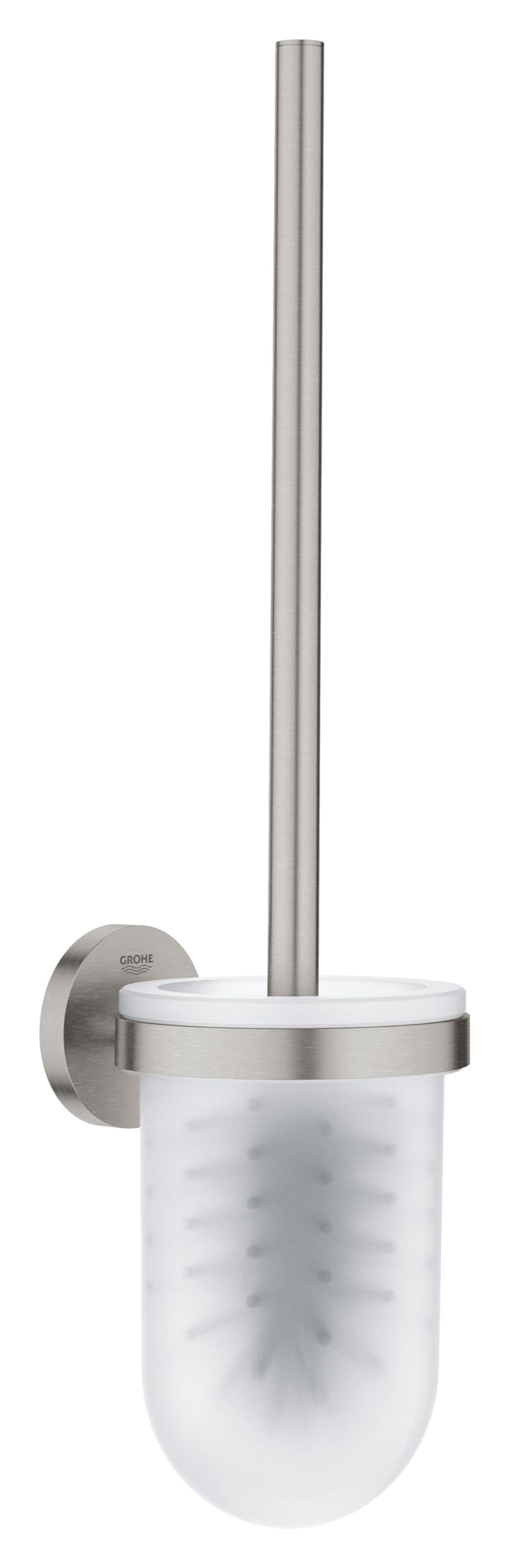 Grohe Steel Start Quickfix Toilet Brush Set (Metal And Glass, Wall Mounted Concealed Fastening, Including Screws And Dowels, Easy To Fit With Quickglue), Size 398 Mm, Stainless Look, 41185Dc0