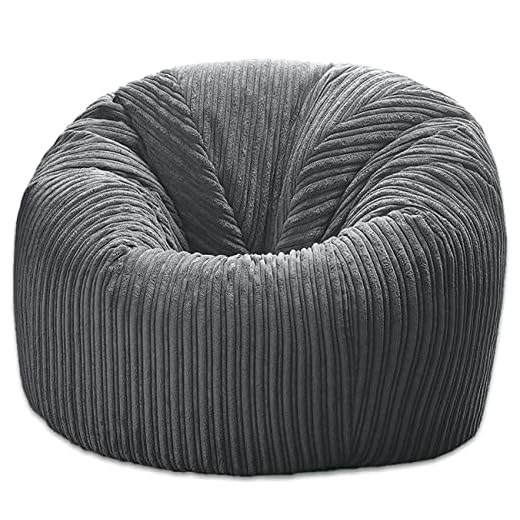 Beautiful Beanbags - Childrens Jumbo Cord Beanbag Chair - Ready Filled - Grey