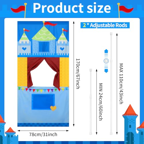 image for VitalCozy Doorway Puppet Theater with 2 Adjustable Rods Fits in Most D