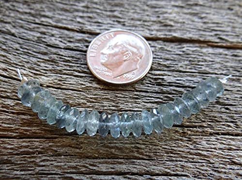 Perles aigue-marine mousse LKBEADS rondelles facettées 5-6mm lot de 22 pièces