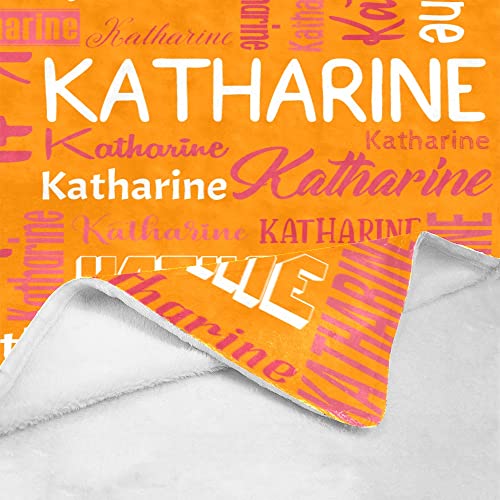 Personalized Blanket for Kids Adults Personalized Name Blanket Custom Blanket with Name Personalized Gifts for Christmas Birthday Valentines Day Mothers Fathers Day (Orange, 50"x60")
