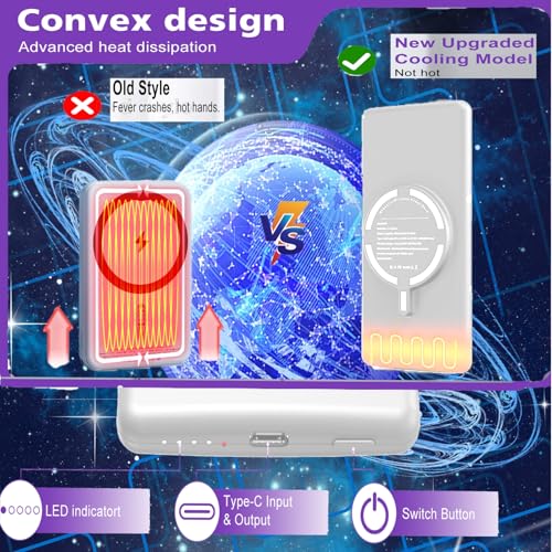 Cvrpaor Magnetic Battery Pack for iPhone, 10000mAh Portable Power Bank, Compatible with iPhone 17/16/15/14/13/12 Series Seeds Acupuncture Point Massage Stickers Patches (Pink)