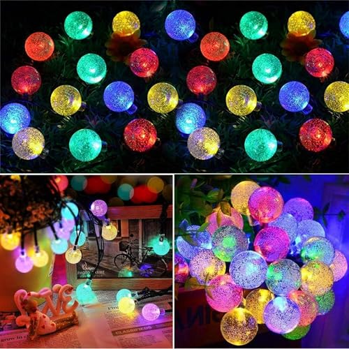 Lezonic Solar Lichterkette Ausen,50 LED 7M lichterkette außen wetterfest mit 8 Modi für Garten,Terrasse,Party (Mehrfarbig) 6