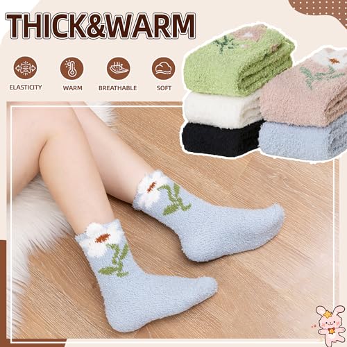 Image of Velice Womens Fuzzy Socks Soft Cozy Fluffy Slipper Winter Thick Warm Plush Sleeping Christmas Socks