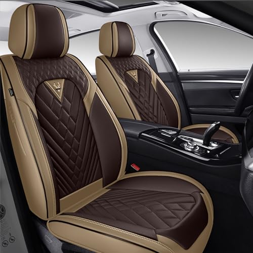 Image of Front Seat Covers for Ford Transit 150 /250 /350 Van 2015-2026, Brown-Beige