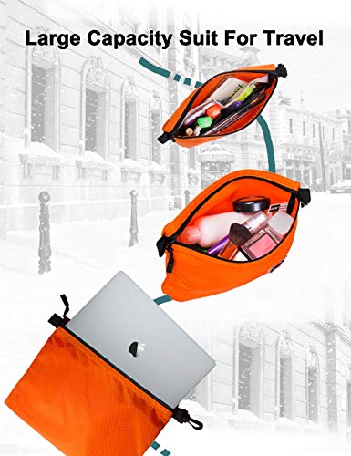 GOX 3 Pack Travel Toiletry Bag for Men Carry On Packing Organizer Zipper Pouch Portable Cosmetic Pouch Accessory Document Electronics (Orange) 5