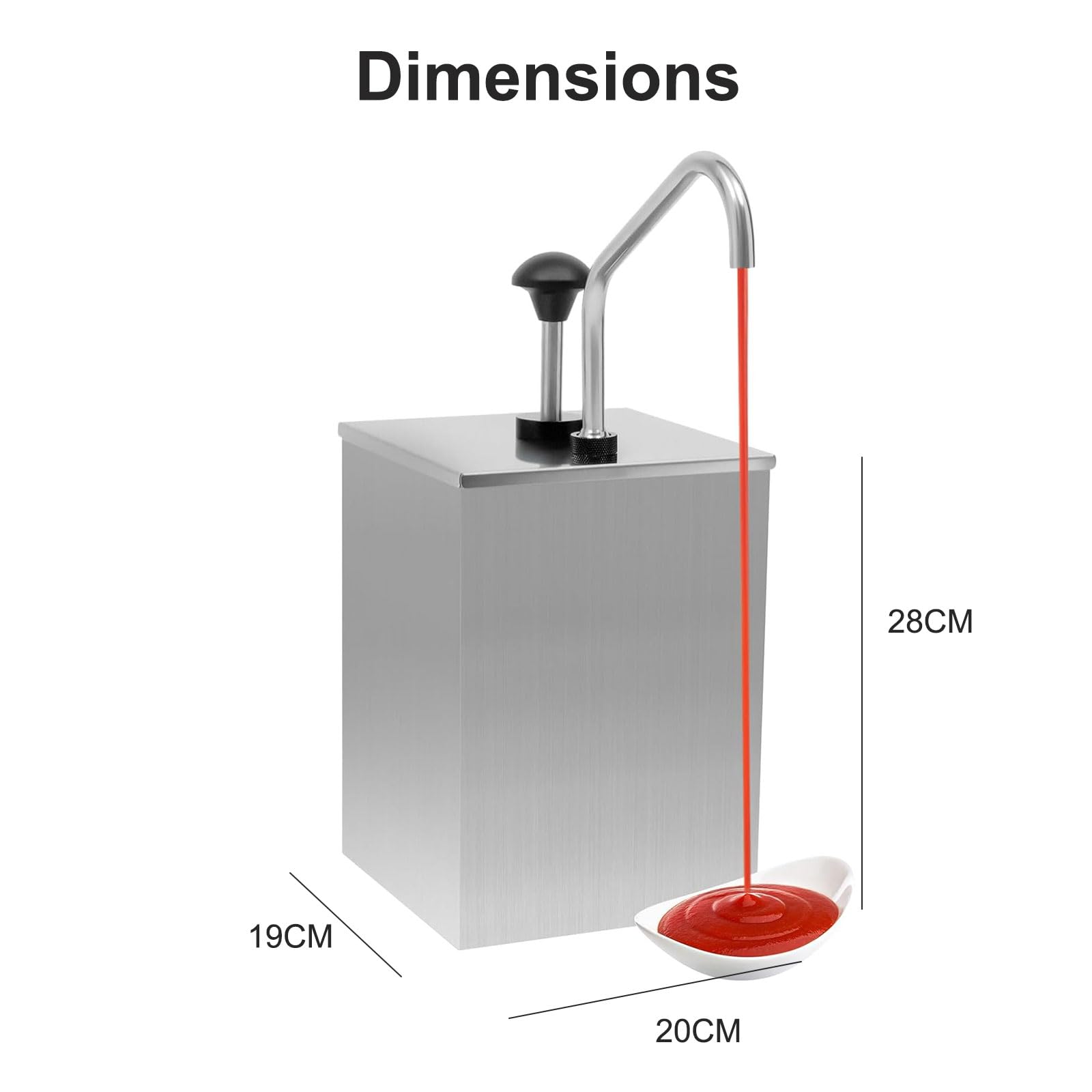 KEhtu Dispensador de Salsa de Acero Inoxidable de 3.7L, Bomba dispensadora de Salsa, Tubos de Grado alimenticio, para kétchup, aderezo y Jarabe