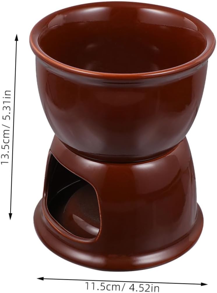 STOBAZA 2pcs Chocolate And Cheese Melting Fondue Pot Ceramic Dessert Candy Melts Melting Pot For Cafes And Christmas Housewarming Dinner Parties