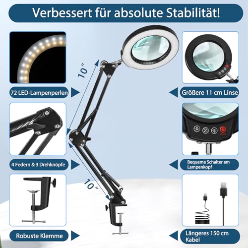 Lampe loupe LED orientable avec gradation continue pour travaux de précision - 7