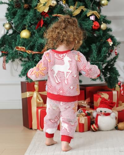 Image of Jecson Toddler Girl Clothes Baby Girl Fleece Hoodie Outfits Thick Thermal Winter Leggings 2Pcs Clothing Sets 6M-4T