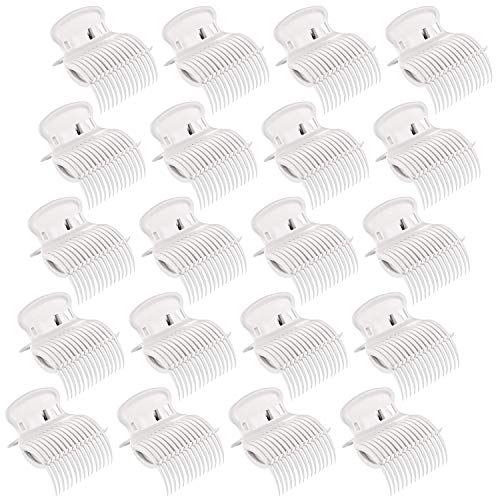 LOCOLO 20 Pieces Hot Roller Clips Hair Curler Claw Clips Plastic Hair Rollers for Women Girls Hair Section Styling (White)