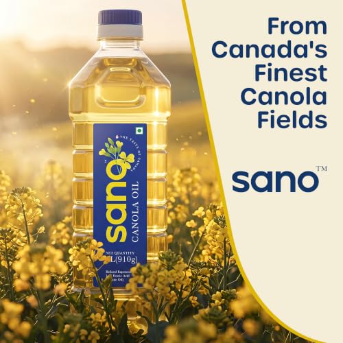 Image of Sano Canola Oil: Cooking Oil for Daily Use | Recommended for All Types of Cuisines | Ideal for Conscious Cooking | 1 Liter (Pack of 1)