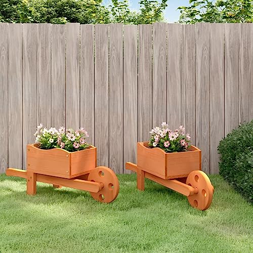 Gecheer Wheelbarrow Planters 2 pcs 47x15x19 cm Solid Wood Fir