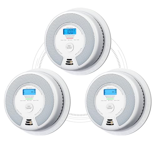 X-Sense Wireless Interlinked Combination Smoke and Carbon Monoxide Alarm, Smoke Alarm for Home with LCD Display & 10-Year Battery, Link+ Series, SC07-W, 3-Pack