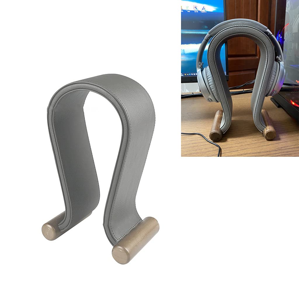 Supporto per cuffie con custodia in pelle per display cuffie grigio Supporto per cuffie Supporto da scrivania per scrivania