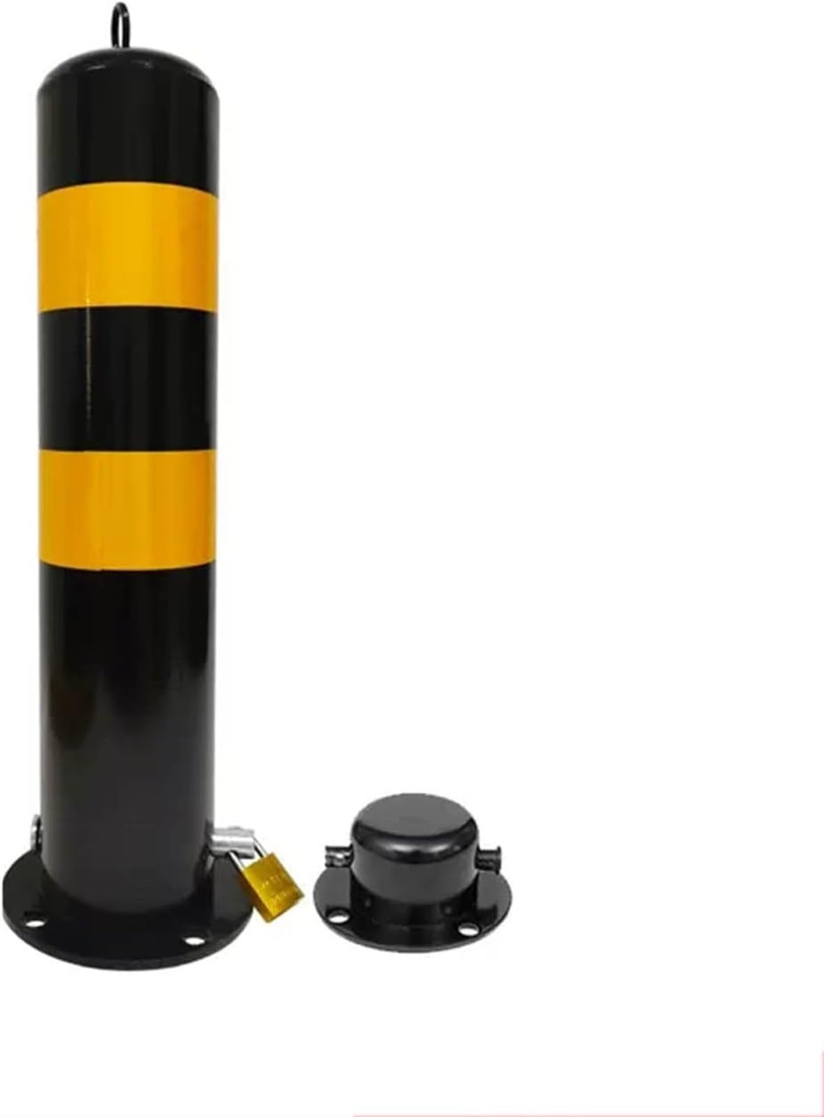SaryEdge Parking space lock,Steel Car Parking Space Lock Bollard Detachable Security Bollards High Visibility Yellow And Black Detachable Down Car Parking Barrier Post Urban,