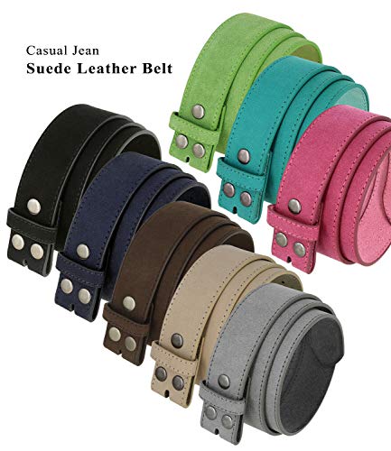 Image of Men's Belt Rounded Edge Heel Bar Buckle Casual Jean Suede Leather Belt 1 1 /2 inch Wide