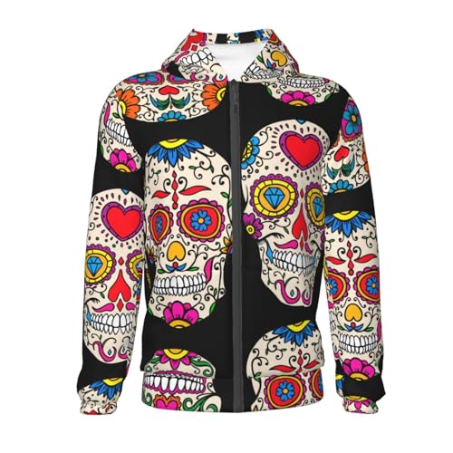 Sugar Skulls Kid Hoodies Boys Zip Up Sweatshirts Girls Pullover with Pocket2