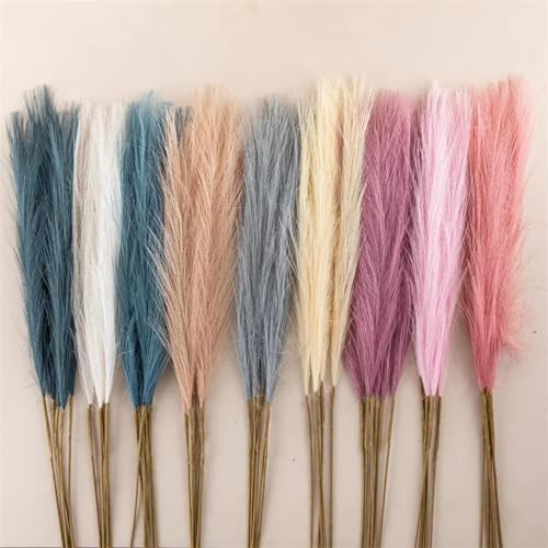 Set de 5 Flores Artificiales de Pasto Pampas Boho Rojo miniatura 2