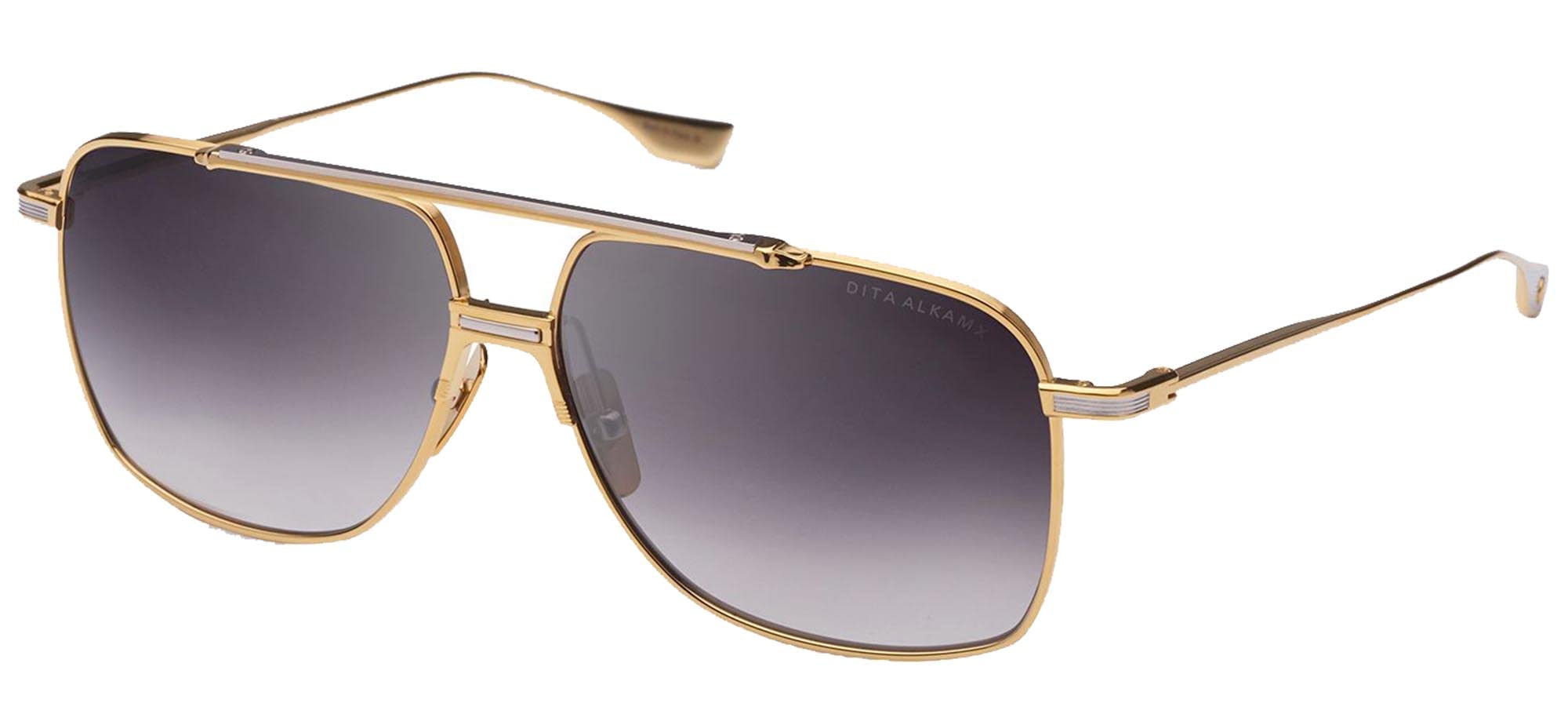 Dita ALKAMX DT DTS100 A-01 Yellow Gold Silver Metal Navigator Sunglasses Grey Gradient Lens