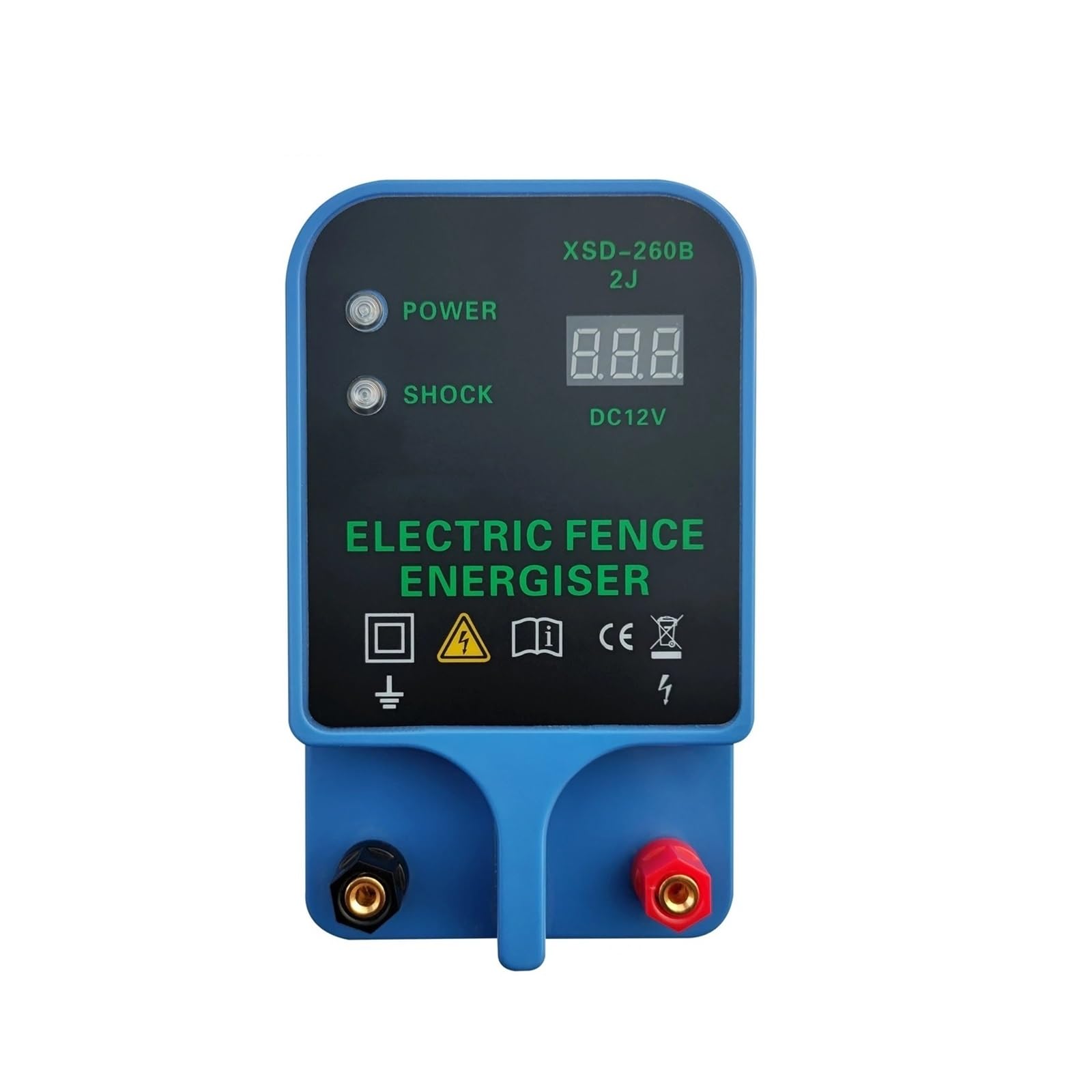 Pastor Electrico, Cerca eléctrica de 10 km for animales, energizador de pulso de 12 V con panel de visualización digital, aisladores y herientas for cercas eléctricas de granja.