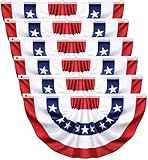 6 Pack Usa Pleated Bunting Fan Flags, 1.5X3 Ft Usa Patriotic Half Fan Banner American Flag Decoration Bunting For Outside Red White And Blue Decor Memorial Day Independence Day 4Th Of July Decorations