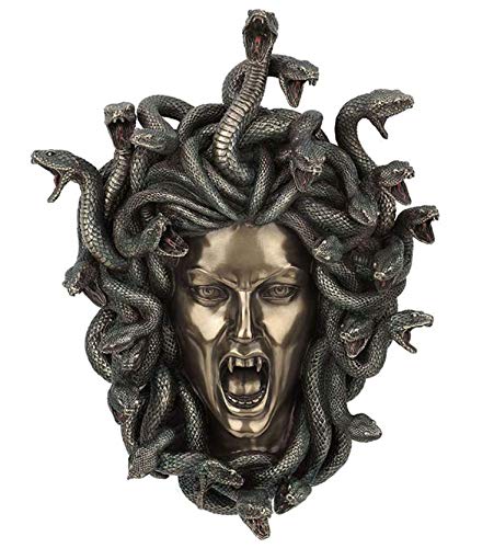 BeautifulGreekStatues Medusa Maschera Gorgon Serpent Monster Medousa Serpente Lady - Freddo Cast Bronzo Resina