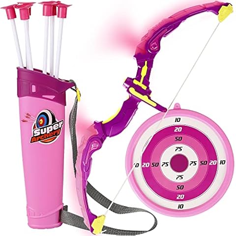 Xcsaide Arco y Flechas Niños Set con Luz LED y 6 Ventosas Cover
