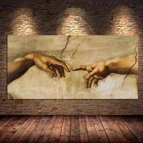 La création d'Adam de Michel-Ange peinture sur toile pour habiller un grand mur vide