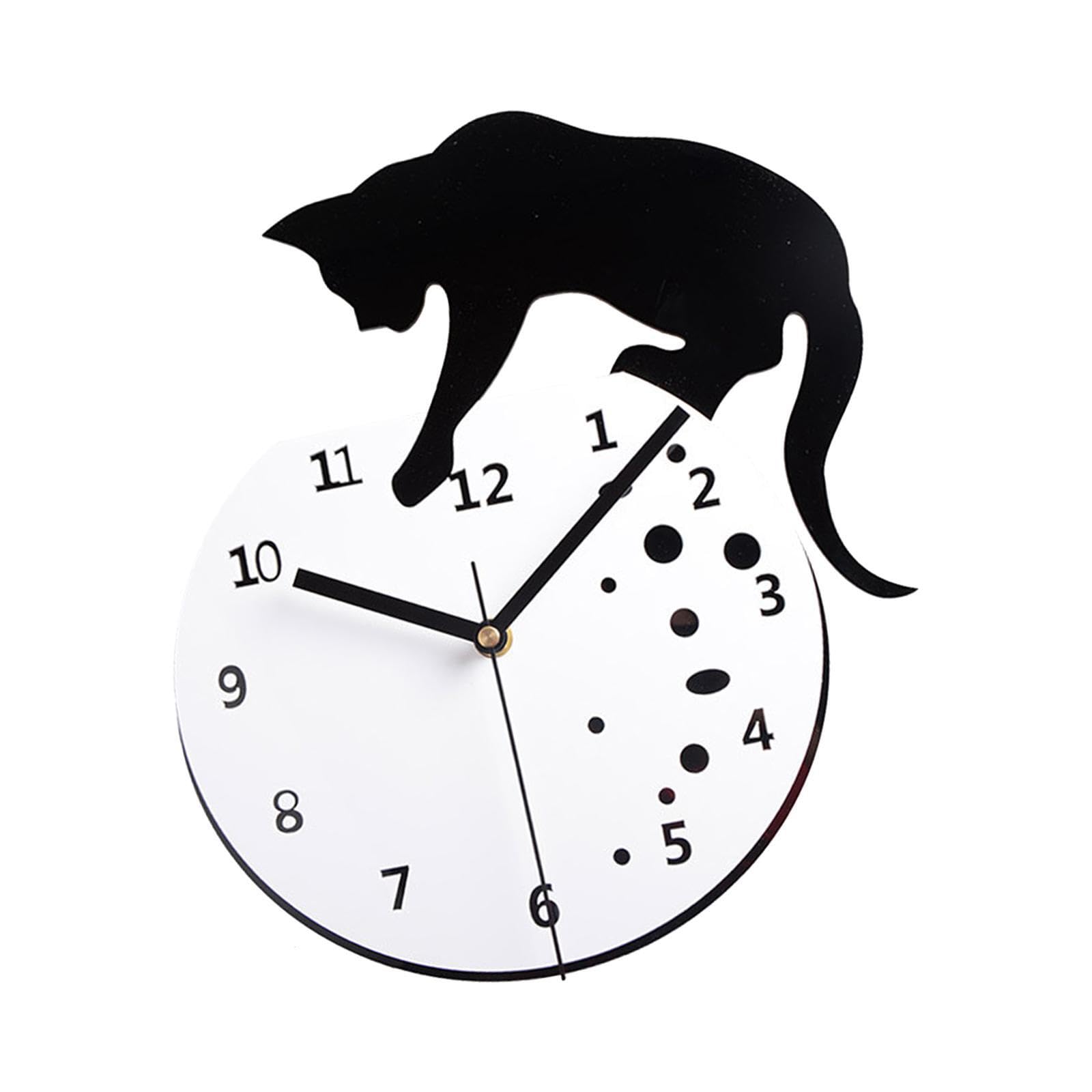 Reloj de pared de gato sin ruido para decoración de sala de estar moderna