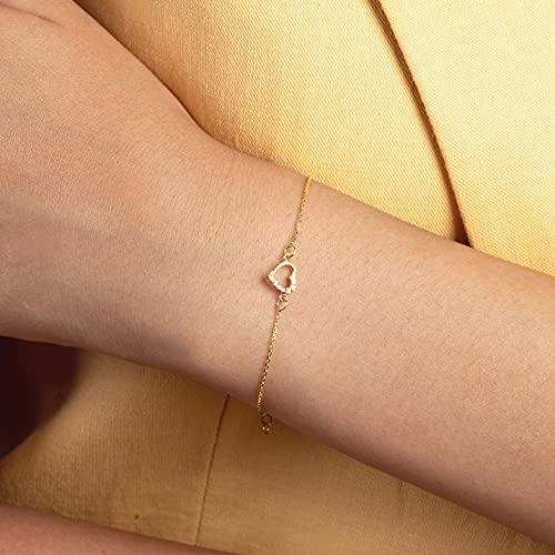 Gelin 14k Solid Gold Diamond Small Heart Bracelet for Women2