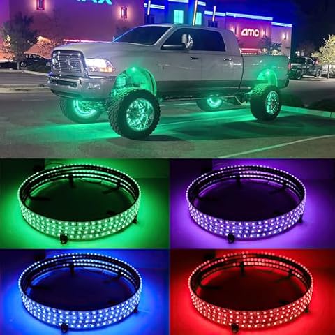 DREAMOTOR 4PCS 17.5" RGB LED Wheel Lights for Truck, Rim Lights for Trucks Compatible with Polaris Can-am F150 F250 GMC Sierra 1500 2500 Dodge Ram 1500 2500 Chevy Silverado 1500 2500 LTZ JEEP Wrangler Cover