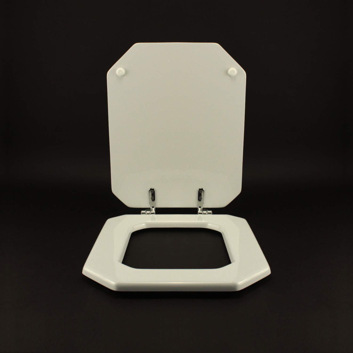ACB/Colbam Inodoro Laufen-duravit 1930. octogonal, blanco, cremallera de cromo, asiento de inodoro.