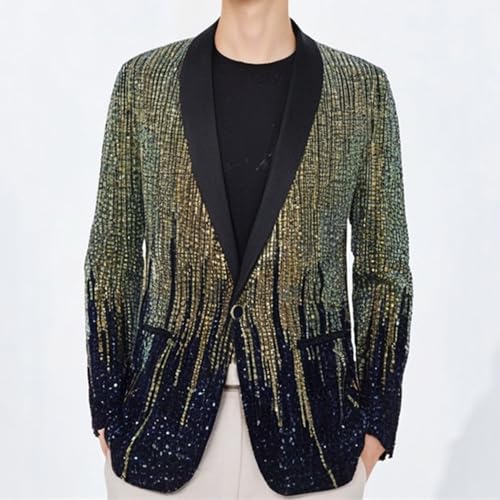Men Slim Fit Shiny Blazers Gradient Sequin Classic Suit Jacket Wedding Performance Party Sport Coat Event4