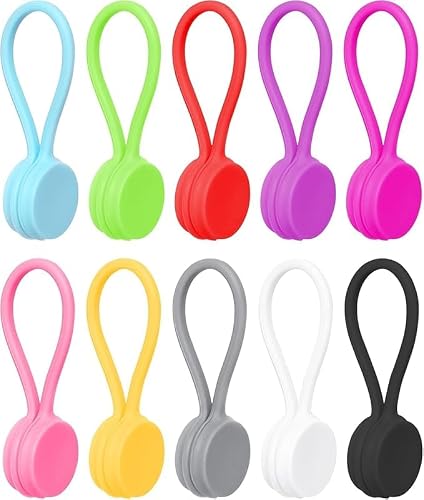 10Pcs Reusable Magnetic Cable Ties Coloured, Usb Cable Manager Tpu Material Is Extremely Durable