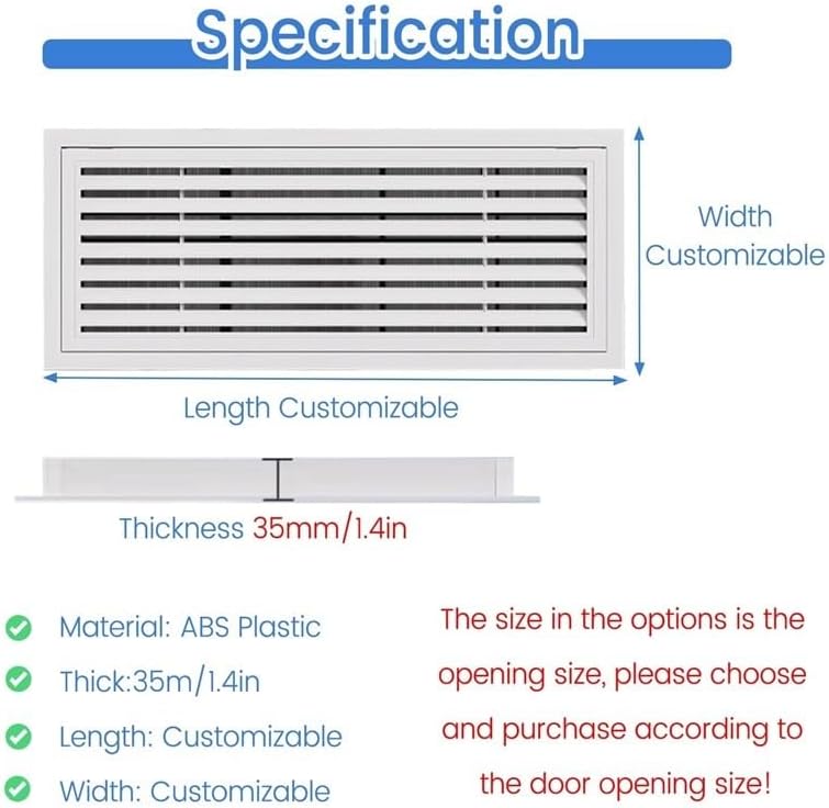 1pc Customizable ABS Access Panel with Filter - Louvered Vent Cover for Attics, Bathrooms, and Cabinets(660x1020mm)