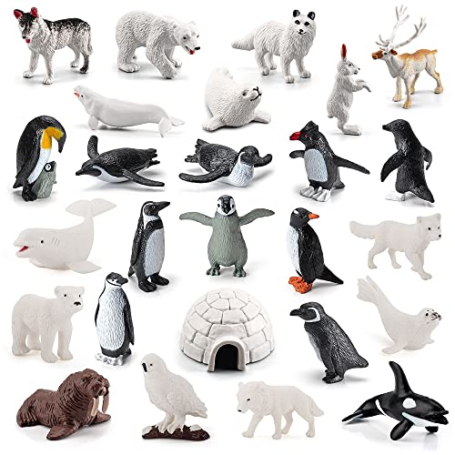 Lotvic Animales Polares, pingüino Estatuillas, Pingüino Estatua Juguete, Figura Juguete de Animal Polar Realista Set de Juego Educat, ivodecoración de Regalo para cumpleaños, Baby Shower Cover