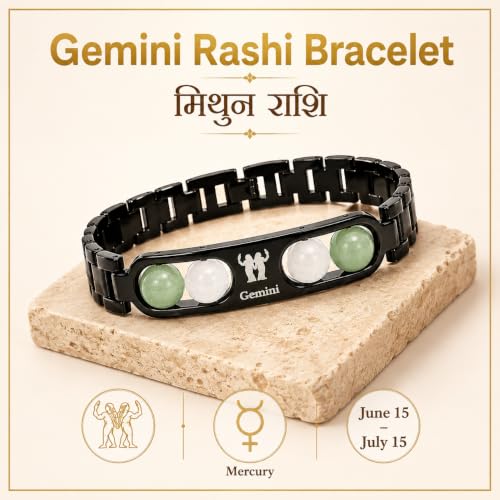 Image of Gratify Birth Crystal Metal Rashi Bracelet for Men & Women | Natural Gemstone Bracelet | Adjustable Spiritual Crystal Bracelet | Includes Authenticity Certificate | Gift for Astrology Lovers