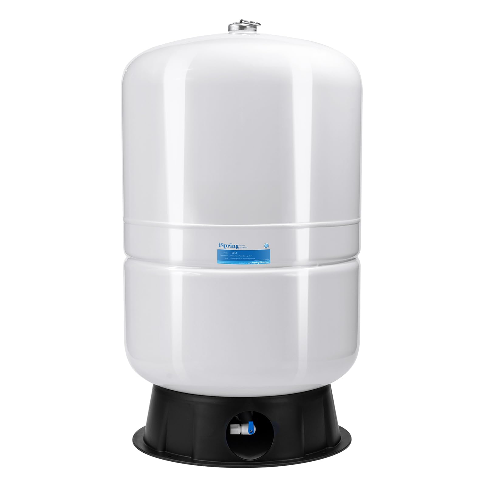 iSpring 40 Gallon RO Tank, Pre-Pressurized Water Storage Tank for Reverse Osmosis RO Systems, Metal High Capacity RO Water Tank, Includes Tank Valve & Elbow, Model: T40M