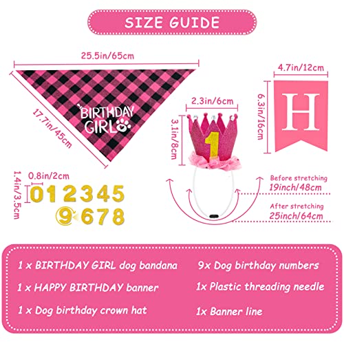 Pet Dog Birthday Party Supplies - Girl Dog Birthday Bandana With Dog Birthday Party Hat, Dog Happy Birthday Banner And Numbers For Puppy Small Medium Large Dogs Pets #TOP1