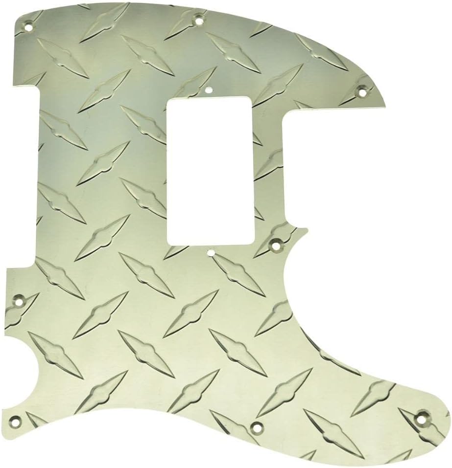 Dopro 8 Hole Diamond Plate 1 Ply Modern Style Tele Humbucker Pickguard Aluminum TL Humbucker Scratch Plate for American/Mexican FD Tele Gold