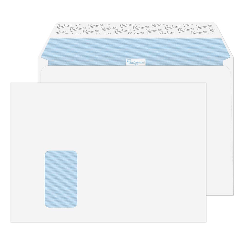 Blake Office - Premium Envelopes C4 Window (229 x 324 mm) - Pack of 250 - Quality 120GSM - FSC Certified - White Peel and Seal Envelopes - Business Envelope Window - Laser & Printer Compatible 36217