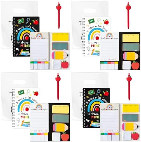 Xqumoi 4 Set Teacher Sticky Notes Stationary Gift Set, Self-Stick...