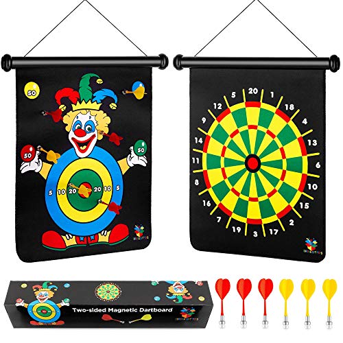 Magnetic Dart Board for Boys, Darts Game Set 6 Safe Magnetic Darts and 2-Sided Target Games in Gift Box, Holiday or Birthday Gifts for Boys & Girls Toys, Toys for 5 Year Old Boy