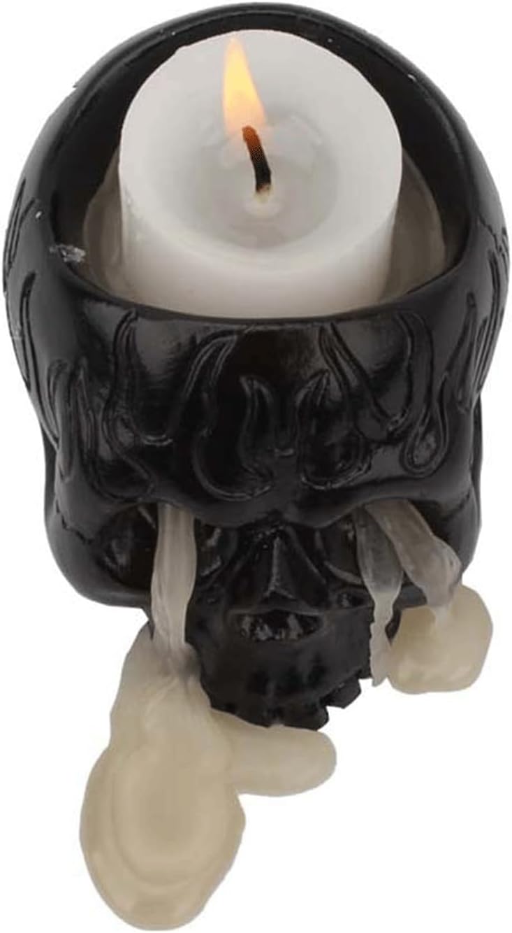 テーブルセンターピース 不気味な装飾用の樹脂スケルトンハロウィーンキャンドルホルダー 新築祝いの贈り物