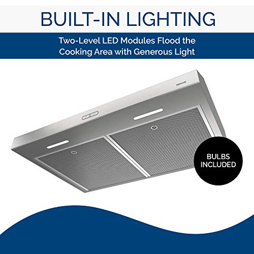 Broan- Nutone Bcdf142Ss Glacier Range Hood With Light Exhaust Fan For Under Cabinet, 42-Inch, Stainless Steel #TOP4