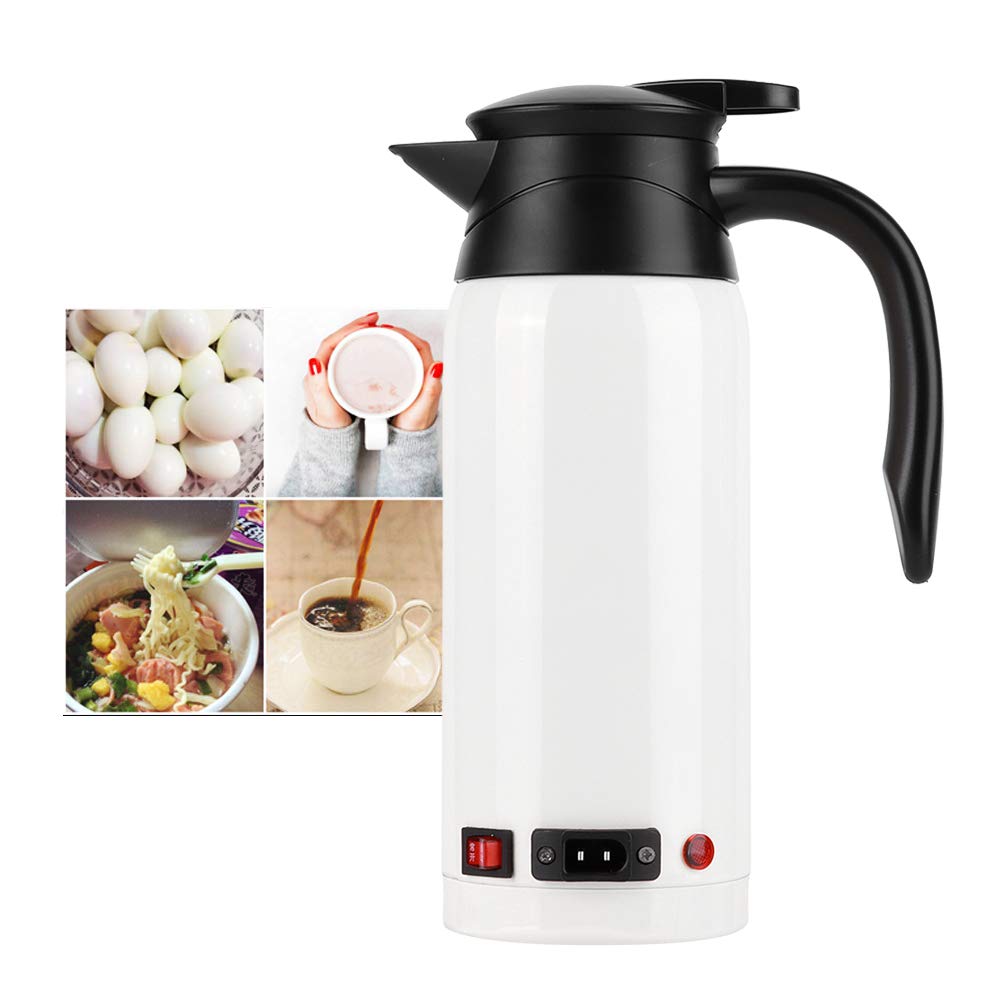 Bollitore Elettrico Accendisigari Portatile 12V 24V Auto 800Ml Bollitore Ad Alta capacità Bollitore per Acqua Bollitore per Veicoli Bollire per Bollitore per Automobile (White)