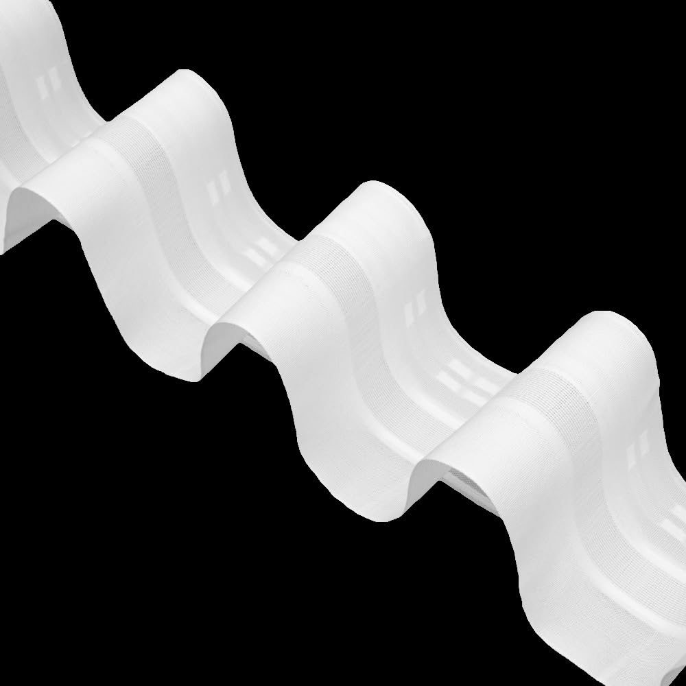 Gardinenband 50 Meter Wellenfalten 100 mm Vorhangband 1:2.0 100% Polyester Weiß Faltenband zum Annähen für Vorhänge und Gardinen BK-14 Oz-Is Dar Tekstil
