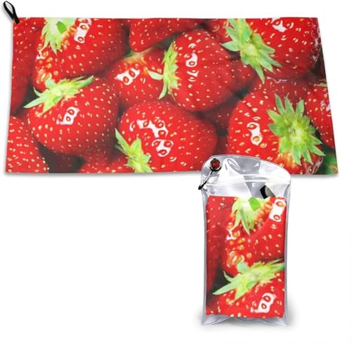 イチゴ ストロベリー いちご ビーチマット マイクロファイバー 家庭用 温泉 旅行 プール ホテル仕様 大判 ビーチタオル 抗菌防臭 超吸水 薄手 軽量 通気性 肌触り良い タオル 40 Cm*80 Cm